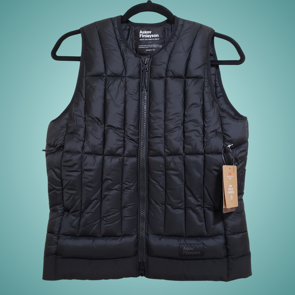 ASKOV FINLAYSON Quilted Preservation Vest Insulated Women XS Black Pockets NWT